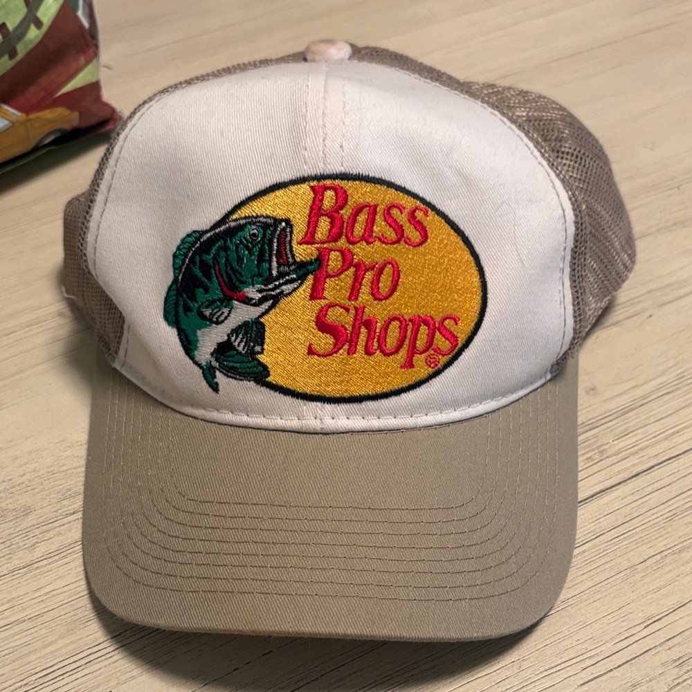 Bass Pro Shops White and Tan Cap